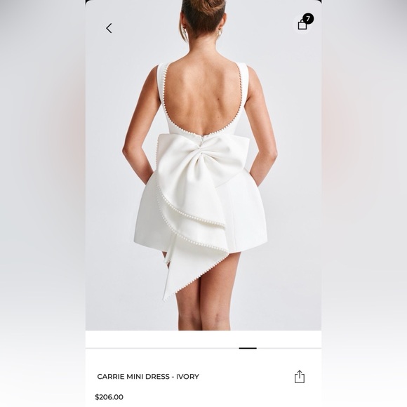 BABYBOO Carrie Chic White removable Bow Mini Dress wedding graduation prom - Picture 4 of 7